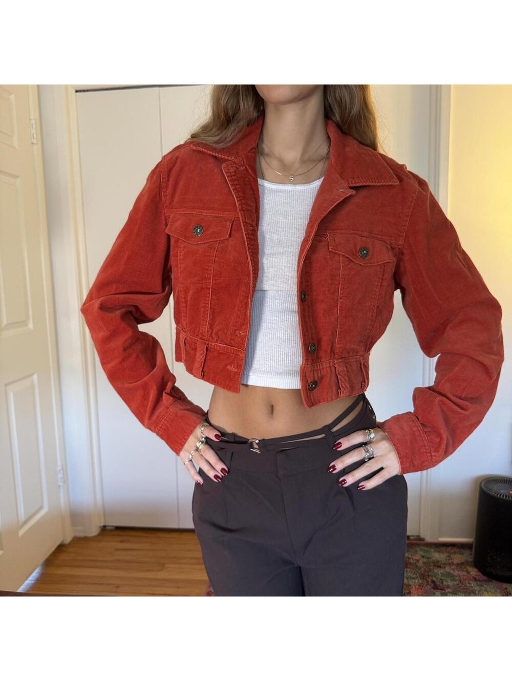 Miss Lili orange corduroy cropped jacket